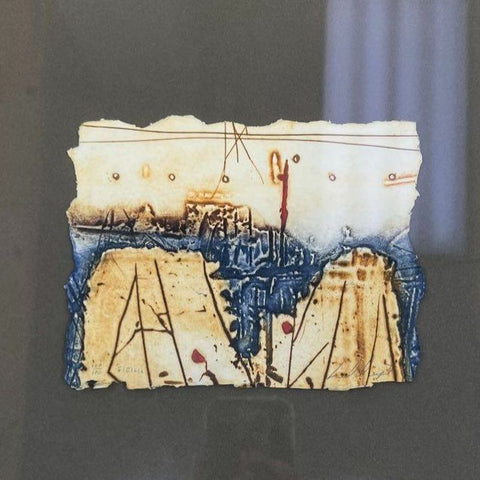 Lil Dept Signed Abstract Print 100/100 Handmade Paper Mixed Media Framed 28x26