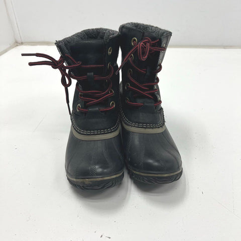 Sorel Conquest Wedge Black Leather Waterproof Ankle Boots Women's Size 7