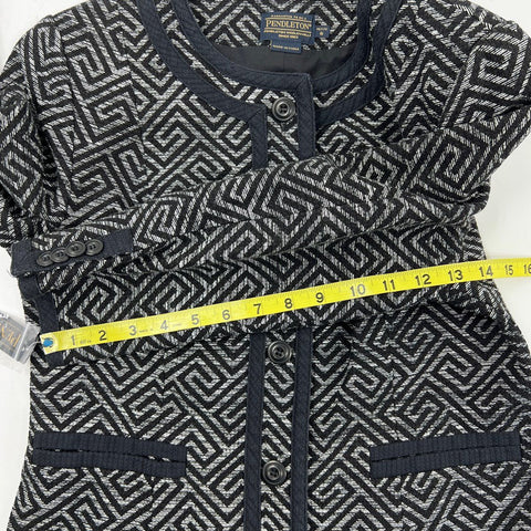 Pendleton Women's Black Geometric Cotton Button Front Jacket Sz 6 Petite NWT