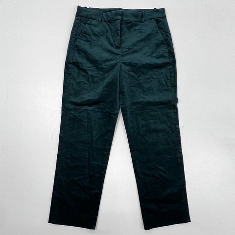 J. Crew Women's Kallie Pant Dark Green Velvet High Rise Straight Leg Size 10 NWT