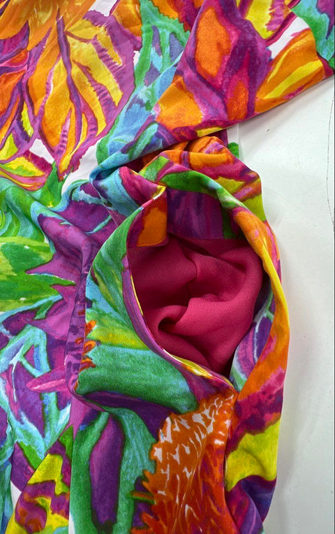 Lauren Ralph Lauren Women's Dress Multicolor Floral Tropical Pleated Sz 12P