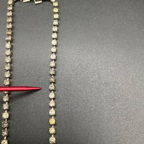 Vintage Rhinestone Necklace Lot of 2 Silver Tone Choker Statement Jewelry