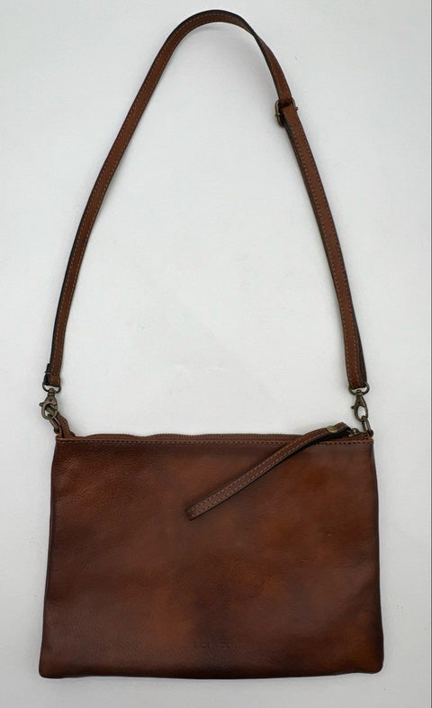 Pratesi Brown Leather Studded Crossbody Bag Clutch Made in Italy