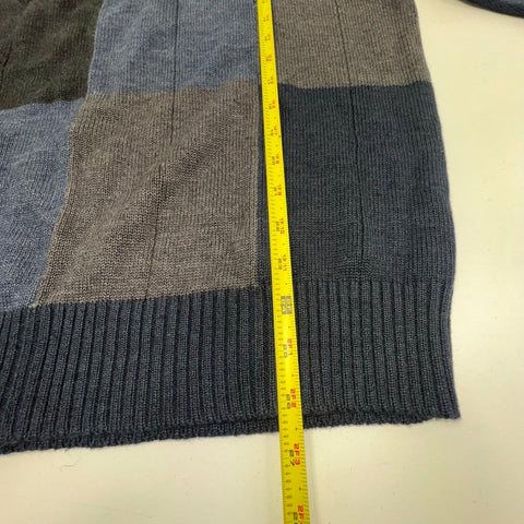 Oscar de la Renta Men's Blue Gray NWT Patchwork Colorblock Sweater XXL