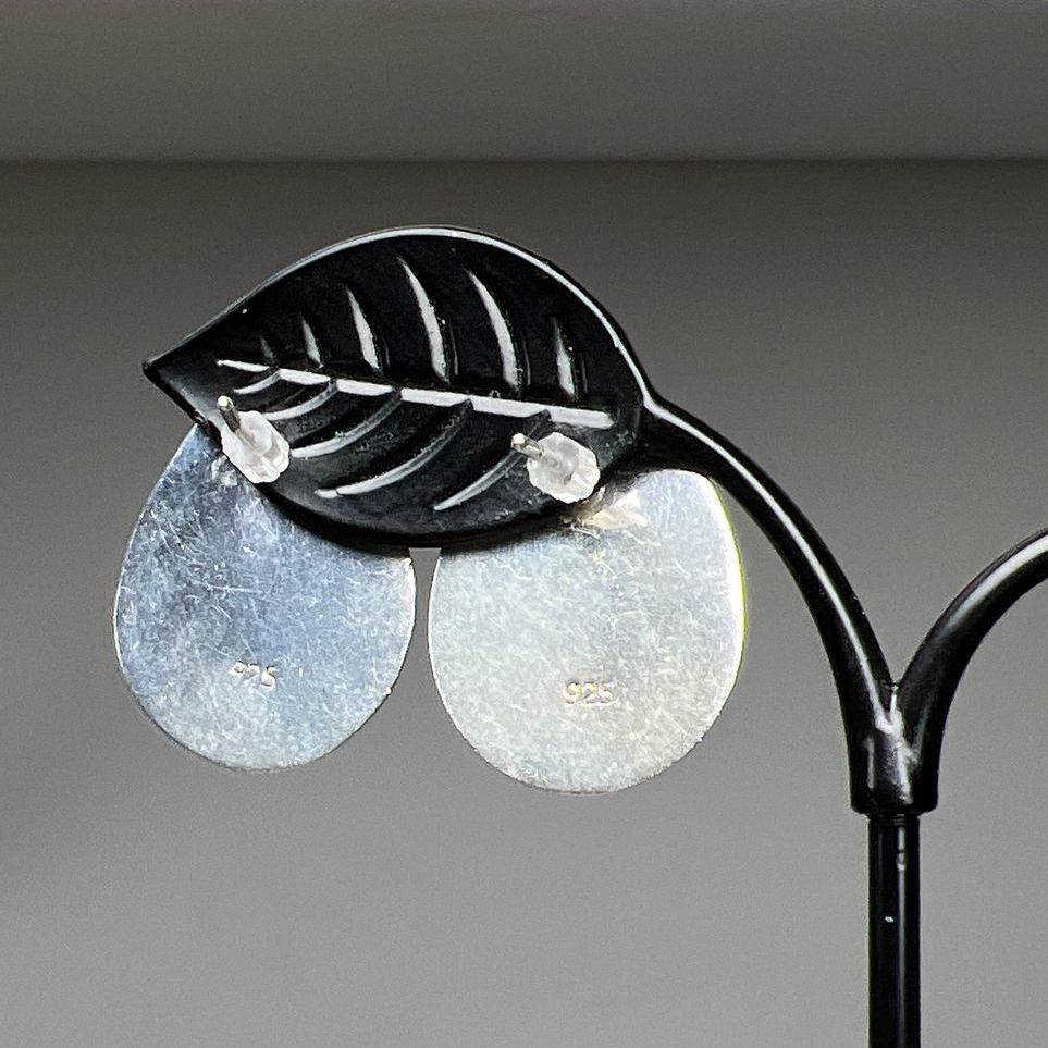 925 Sterling Silver Black Stone Drop Earrings