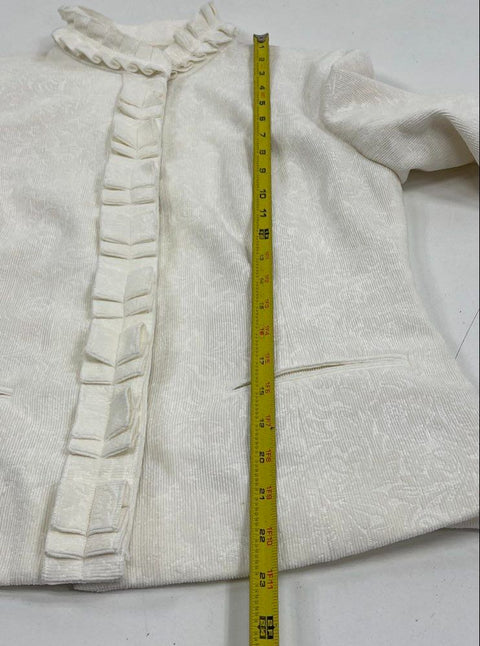Chico's Cord Bouquet Carella Jacket Antique Ivory Ruffle Trim Women's 0 S NWT