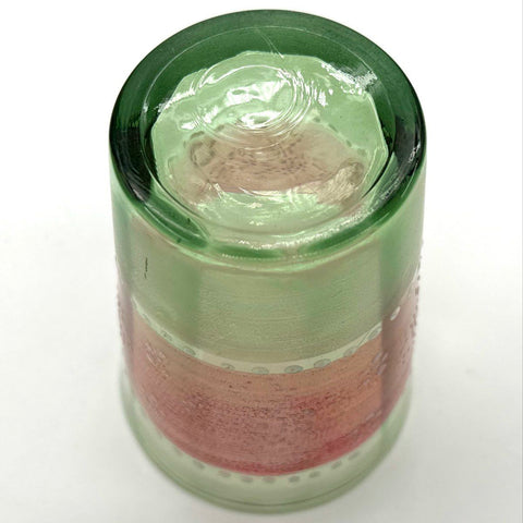 Art Glass Tumbler Green Pink Moroccan Style Hand Painted Dot Pattern 4 Inch
