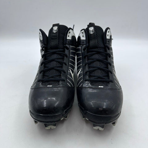 Nike Vapor Power Channel Black White Mid Baseball Cleats Size 15
