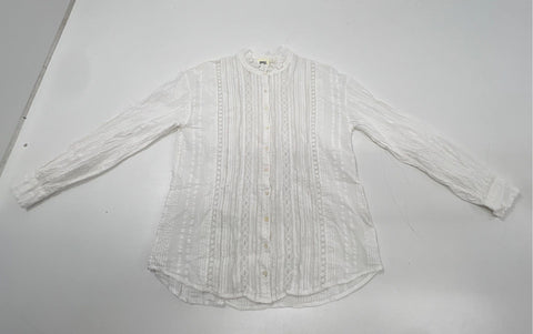 Hartford Women's White Alternative Top Lace Panel Pintuck Ruffle Blouse Size 1