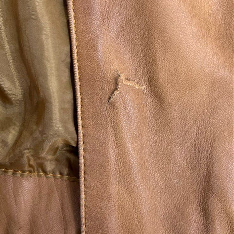 Vintage Y2K Carrie Hoxton London Tan Leather Belted Moto Jacket Women's 20