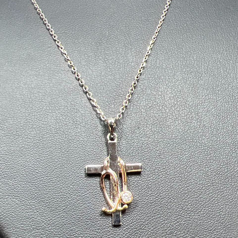 925 Sterling Silver Stethoscope Cross Nurse Pendant Necklace
