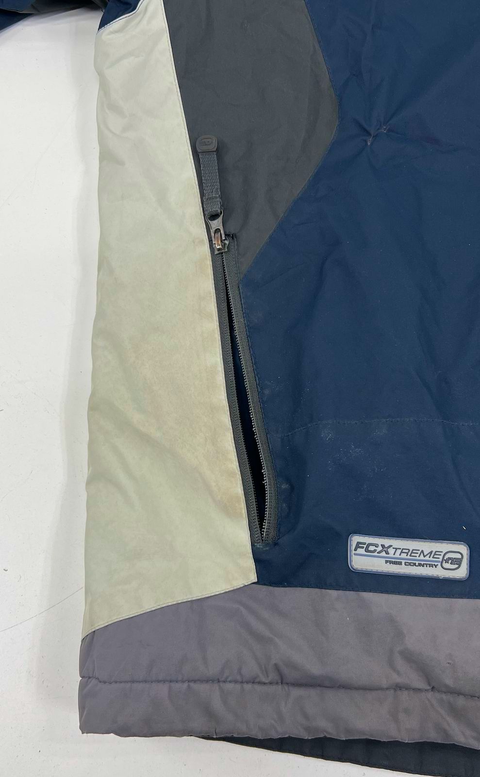 Free Country FCXtreme Blue Gray Colorblock Hooded Jacket Coat Mens S