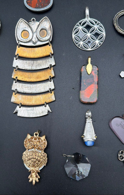 Costume Jewelry Pendant Lot 31pc Vintage to Modern Includes Lia Sophia & Owl