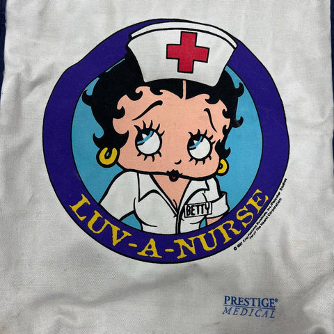 Vintage 90s Betty Boop Luv-A-Nurse White Canvas Tote Bag Prestige Medical