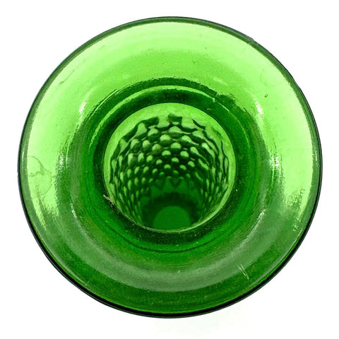 Vintage Green Glass Vase Set 3 Piece Lot Textured Ribbed Diamond Bud Vases
