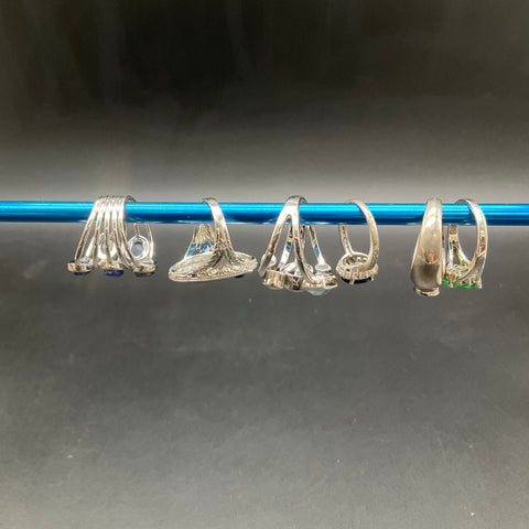 Silver Tone Fashion Rings Mixed Style Cocktail Band Jewelry Lot of 6 Sizes 6-9