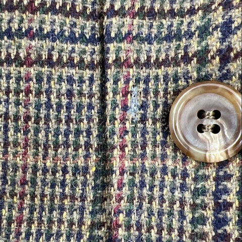 Vintage 80s Jos. A. Bank Mens Brown Glen Plaid Wool Blazer 42L ACTWU Union