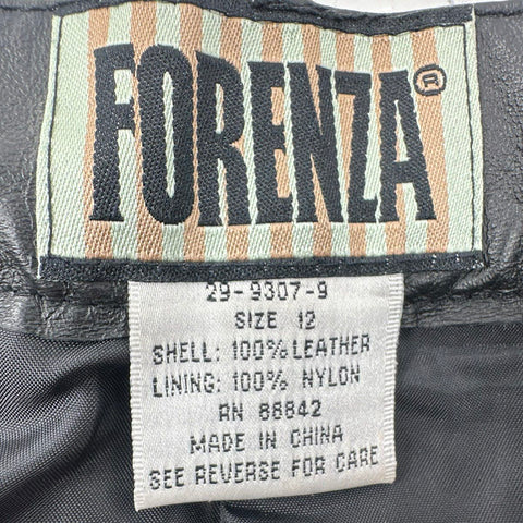 Vintage 90s Forenza Women's Black High Rise Tapered Leather Pants Sz 12