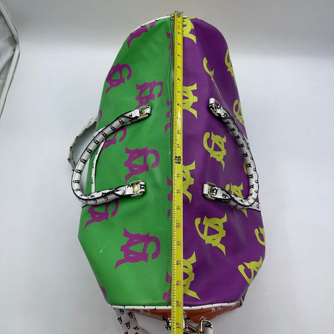 Steve Madden Multi-Color Monogram Logo Duffle Weekender Bag Gold Hardware