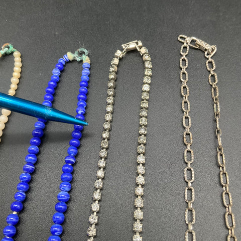 Vintage Mid-Century Costume Jewelry Lot 7 Necklaces Rhinestone Beaded