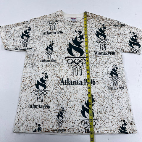 Vintage 1996 Atlanta Olympics AOP T-Shirt Single Stitch Hanes USA Sz L