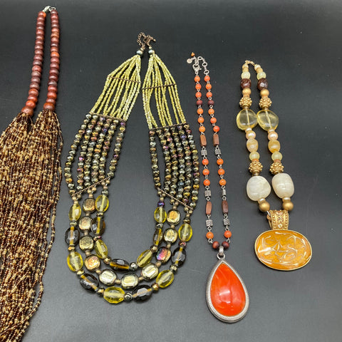 Boho Statement Necklaces Beaded Enameled Mixed Style Jewelry Lot of 9 1.2 lbs