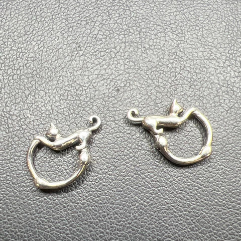 Sterling Silver Cat Hinged Hoop Earrings