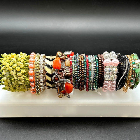 Vintage & Modern Costume Jewelry Lot of 25 Bracelets Bangles Cuffs Beaded
