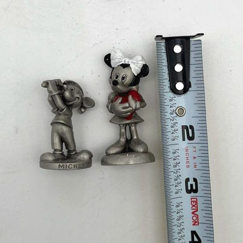 Disney Pewter Figurine Lot Mickey Mouse Golfing Minnie Mouse Heart 2 Pieces