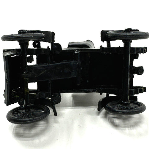 Vintage Cast Iron Toy Car Black Early Automobile with Driver 3 Inch Loose