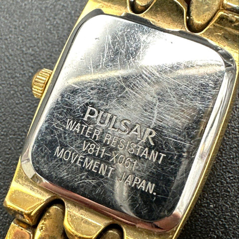 Vintage Pulsar Womens Watch Lot of 5 Gold Tone Quartz Bracelet Stretch Bands