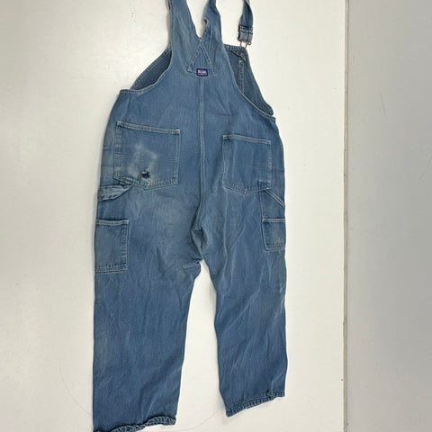 Vintage Big Smith Men's Denim Bib Overalls Blue Distressed Workwear Sz 44x29