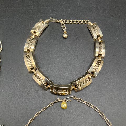 Vintage Costume Jewelry Lot 4pc Necklaces Bracelet Boho Mid-Century Butterfly