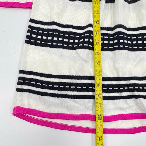 Eliza J Women's Sweater Dress Ivory Black Pink Striped A-Line NWT Sz L