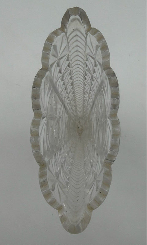 Hofbauer Byrdes Crystal Footed Fan Vase Bird West Germany Vintage 8 Inch