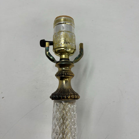Vintage Italian Lead Crystal Brass Table Lamp Base Hollywood Regency Style