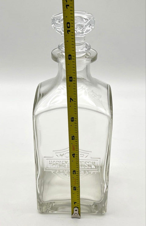 Harley Davidson Bar & Shield Logo Glass Decanter with Stopper Vintage Clear