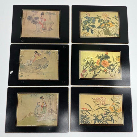 Vintage Lady Clare Placemats Lot of 6 Asian Chinoiserie Style Made in England