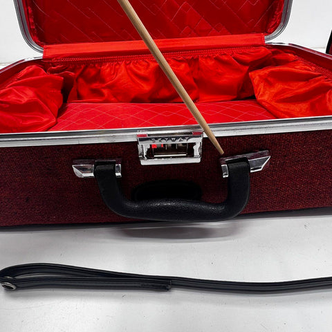 Vintage Skyway Red Tweed Wheeled Nesting Suitcase Luggage Set Lot of 2