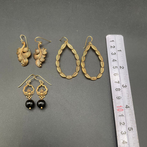 Barse Lot 3 Pairs Dangle Hoop Earrings Sterling Silver Earwires Thailand
