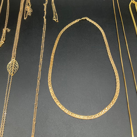 Vintage Style Gold Tone Fashion Jewelry Lot 13 Pendant Necklaces Tassels Leaf