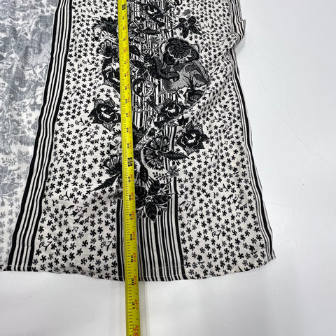 NWT Max Studio Black White Floral Star Print Kimono Cardigan Womens L