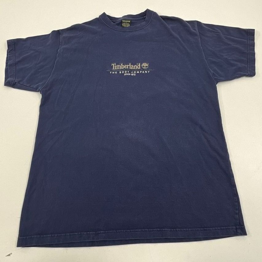 Vintage 90s Timberland The Boot Company Faded Graphic T Shirt Men's L Blue