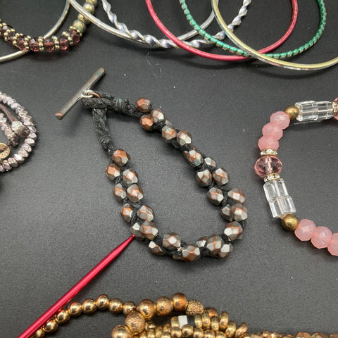 Vintage & Modern Jewelry Lot 30+ Mixed Bracelets Bangles Beaded Boho Cuff