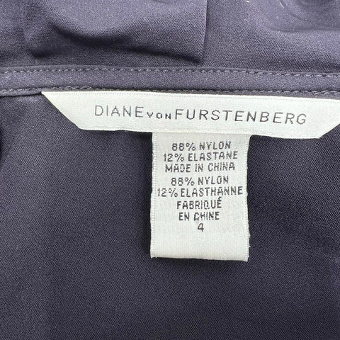 Diane Von Furstenberg Women's Bethania Dress Dark Gray Ruffle Tie Waist Sz 4