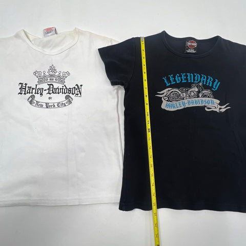 Vintage Y2K Harley-Davidson Lot of 2 NYC Twin Towers Baby Tee T-Shirts Sz XL