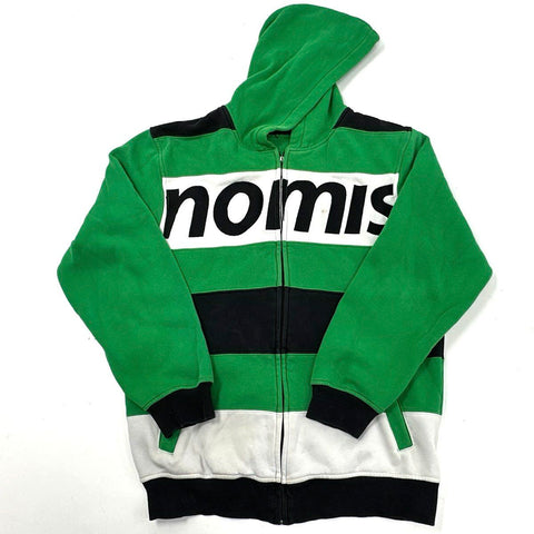 Vintage Y2K Nomis Men's Full Zip Hoodie Green Black White Colorblock Sz M