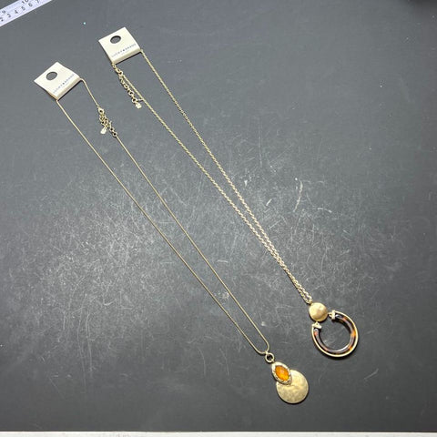 2 Lucky Brand Gold tone Pendant Necklaces NWT