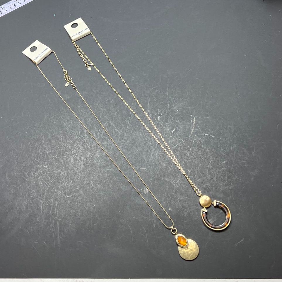 2 Lucky Brand Gold tone Pendant Necklaces NWT