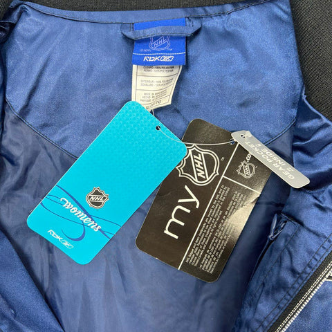 Reebok NHL Women's Blue Black Tampa Bay Lightning Satin Bomber Jacket XL NWT